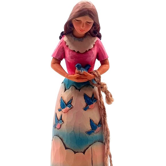 Jim Shore Heartwood Creek Girl Holding Bluebird "You Make Me Happy" Figurine C40 - Picture 3 of 11